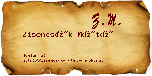 Zisencsák Máté névjegykártya